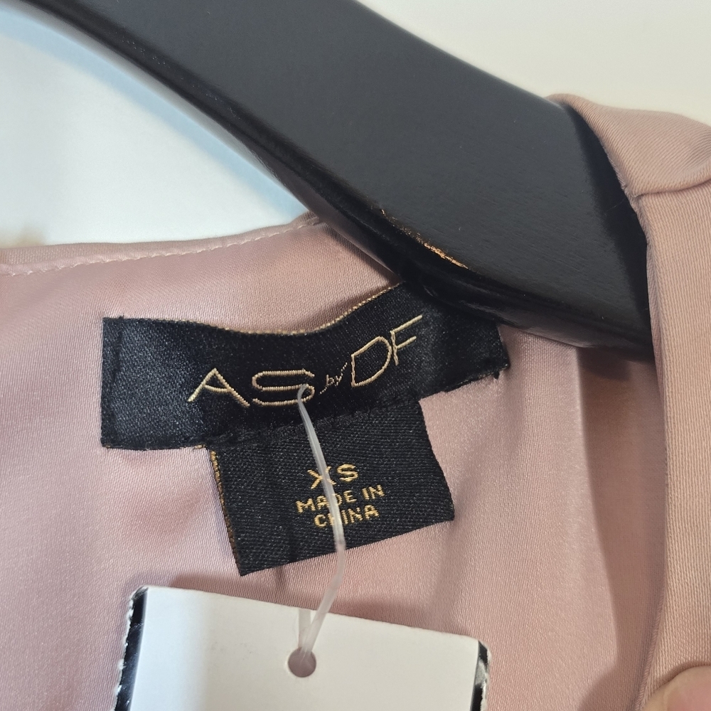 As by DF Mila Shift Dress Satin Mini Parisian Rose Pink XS NWT New - Picture 6 of 9
